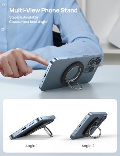Lamicall Magnetic Phone Ring Grip for MagSafe, 360° Rotation Finger Holder - color: Misty Black