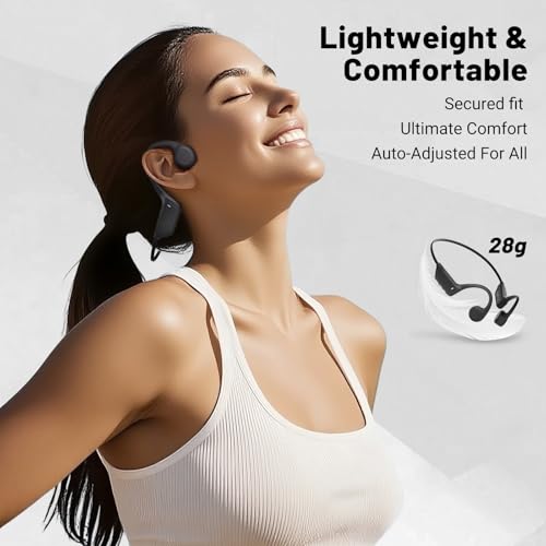 New Waterproof Open-Ear Bone Conduction Headphones - Bluetooth 6.0, 10-Hour Battery Life, Ultra-Light Wireless Headset with Stable Connection, Ideal for Running, Cycling, Workout, Hiking