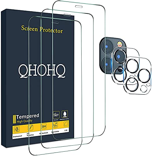 QHOHQ 3 Pack Screen Protector for iPhone 12 Pro Max 6.7" with 2 Pack Tempered Glass Camera Lens Protector, Ultra HD, 9H Hardness, Scratch Resistant, Easy Install - Case Friendly - size: iPhone 12 Pro Max 6.7 Inch