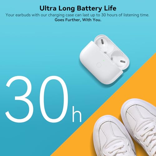 Wireless Charging Case Replacement Compatible with AirPod Pro 2nd & 1st Generation, Air Pod Pro 2 1 Charger Case with Bluetooth Pairing Sync Button,White