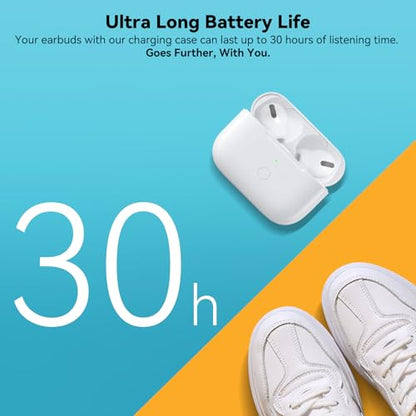 Wireless Charging Case Replacement Compatible with AirPod Pro 2nd & 1st Generation, Air Pod Pro 2 1 Charger Case with Bluetooth Pairing Sync Button,White