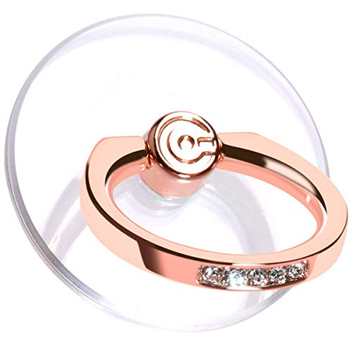 Transparent Phone Ring Holder Grip - EI Sonador Clear Cell Phone Ring Stand Holder Finger Grip Kickstand 360° Rotation, Compatible with Most of Phones, Tablets and Case (2 Rose Gold Diamond) - color: 2 Rose Gold Diamond