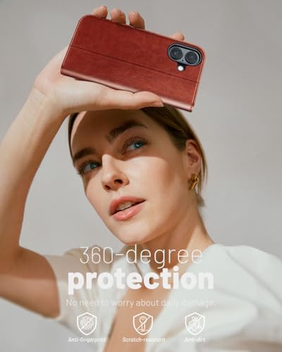 OCASE for iPhone 17 Wallet Case, Card Holder, Dark Brown | RFID Blocking, Kickstand, Magnetic Closure, PU Leather Flip Folio, Shockproof TPU Shell, Protective Phone Cover (6.3") 2025 - color: Dark Brown