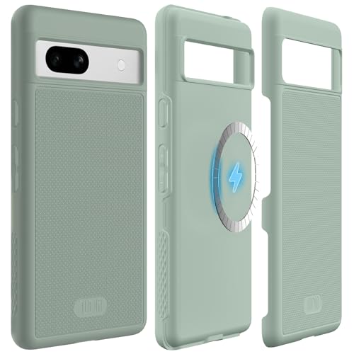 TUDIA MergeGrip [Magsafe Compatible] Google Pixel 7a Case 2023, [Military Grade Drop Tested] Raised Edge for Screen&Camera Protection Dual Layer Slim Heavy Duty 7A Phone Cases Cover - Green Lily - color: Green Lily, size: Magnetic Pixel 7a