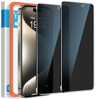 YMHML 2 Pack for iPhone 15 Pro Max/iPhone 16 Plus /15 Plus Privacy Screen Protector Tempered Glass, Anti Spy, Case Friendly Private Film Accessories - size: iPhone 16 Plus/15 Pro Max /15 Plus-6.7 Inch