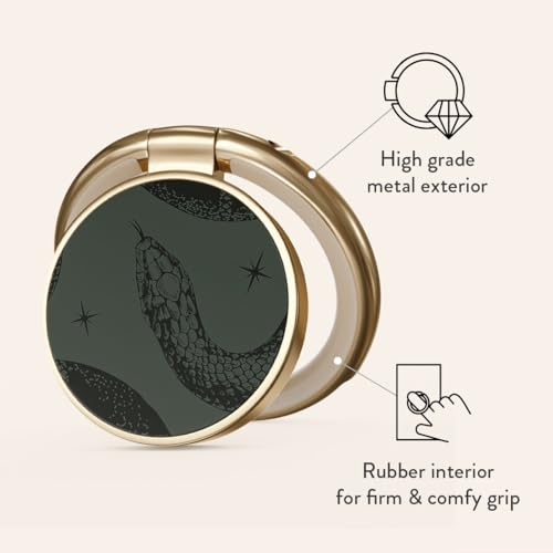 BURGA Cell Phone Ring, Holder Grip and Stand - Finger Phone Grip for Back of Smartphone Case, Kickstand 360 Rotation, Universal Ring for iPhone Samsung Galaxy Huawei Google Pixel, Stylish Accessories - color: Poison, style: Gold