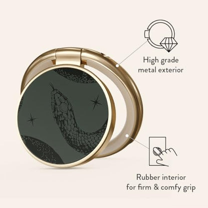 BURGA Cell Phone Ring, Holder Grip and Stand - Finger Phone Grip for Back of Smartphone Case, Kickstand 360 Rotation, Universal Ring for iPhone Samsung Galaxy Huawei Google Pixel, Stylish Accessories - color: Poison, style: Gold