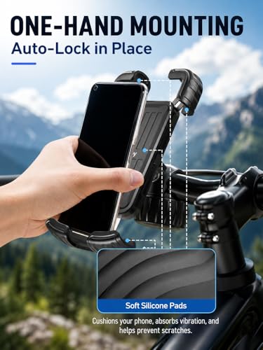 Hiboy Bike Phone Holder, 360° Rotation Adjustable Motorcycle Phone Mount,Bicycle Scooter Handlebar Phone Clip for 5.1" - 6.8" Smartphones - style: Standard