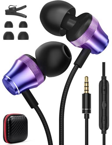 Wired Earbuds for Chromebook Laptop PC,3.5mm in Ear Headphones for Kindle - color: Purple Rose