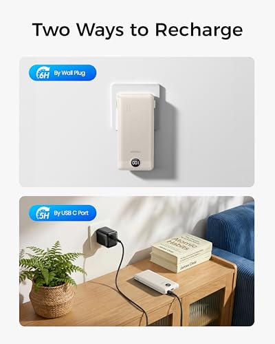 VEGER Portable Charger for iPhone, Power Bank Built in Cables and Wall Plug - color: Coffee