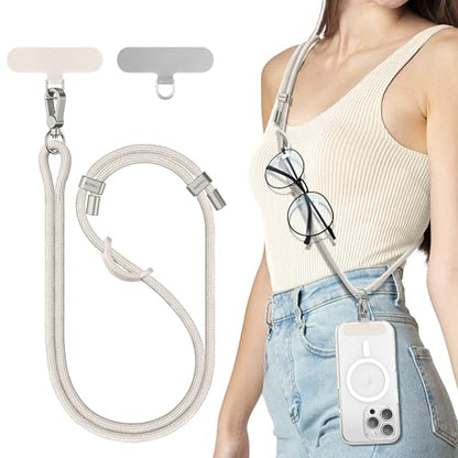 SURPHY Phone Lanyard Crossbody, Phone Strap Crossbody with 2 Tether Tabs - color: Stone