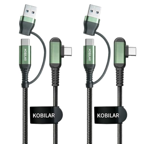240W USB C Cable 2-Pack, 10FT USB C to USB C Fast Charging Cable, 90 Degree Right Angle Braided USB C Cord for MacBook Pro/Air, iPhone 16/17 Pro Max, iPad Pro, Samsung S25/S24, Laptop, Tablet