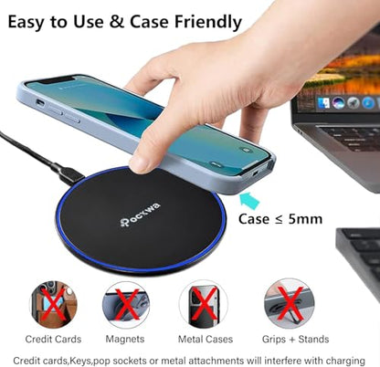 Pocxwa Wireless Charger for Samsung iPhone LG, Fast Wireless Charging Pad