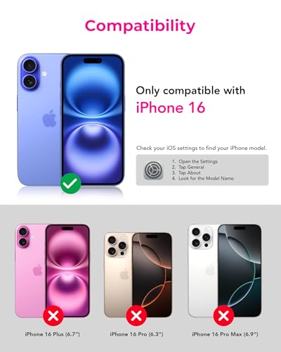 UARMOR Red Light Screen Protector for iPhone 16 [6.1 Inch] Anti Blue Light, Double Strength 9H Tempered Glass with Easy Installation Kit, Case Friendly Fit - 2Pack - size: iPhone 16