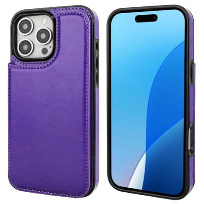 ONETOP for iPhone 16 Pro Max Wallet Case with Credit Card Holder,Purple | Kickstand,ID/Cash Holder,Case Wallet with Card Slots,Double Magnetic Clasp,Durable PU Leather Shockproof Cover for Women Men - color: Purple