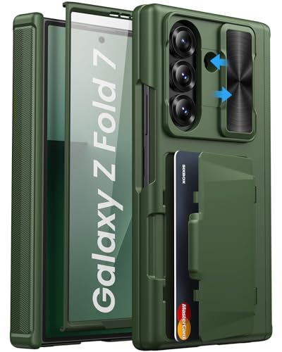 for Samsung Galaxy Z Fold 7 Case with Card Holder, Green - color: Green
