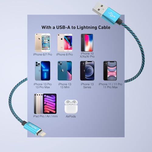 Aeibxiy iPhone Charger 10FT 5 Pack,[Apple MFi Certified] Lightning Cable Nylon Braided Fast Charging Compatible iPhone 14 13 12 11 Pro Max XS XR X 8 iPad