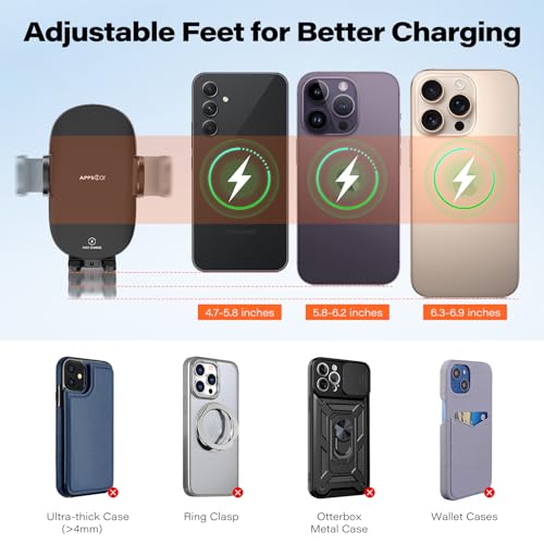 APPS2Car 15W Wireless Charger Car Mount, Suction Cup Dashboard Holder - color: Black_Wireless Charger