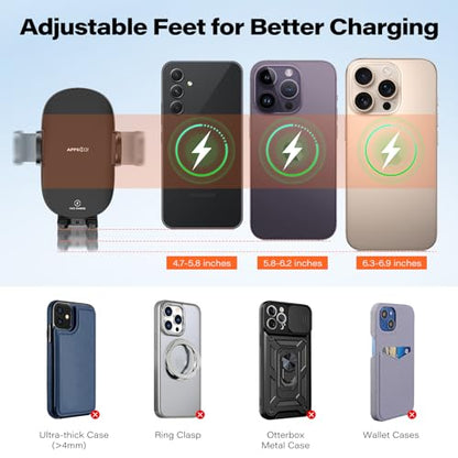 APPS2Car 15W Wireless Charger Car Mount, Suction Cup Dashboard Holder - color: Black_Wireless Charger
