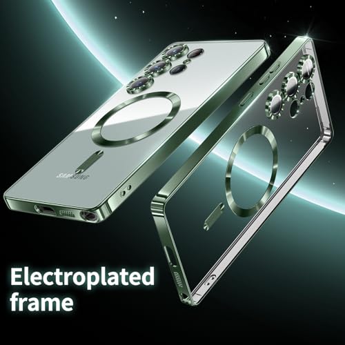 Compatible with Samsung Galaxy S25 Ultra Case（Only）.Magnetic Cover for S25 Ultra. Glossy Slim Thin Soft funda capa para for Galaxy S25 Ultra 6.9 inch.Compatible with MagSafe (Deep Green) - color: Deep Green