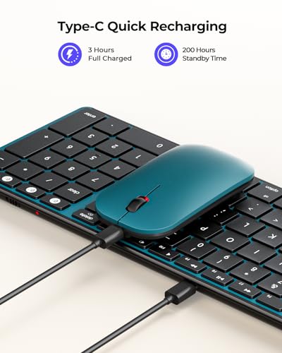 seenda SKM64-2 Bluetooth Keyboard and Mouse Combo for Mac, MacBook and iPad - color: Black & Blue