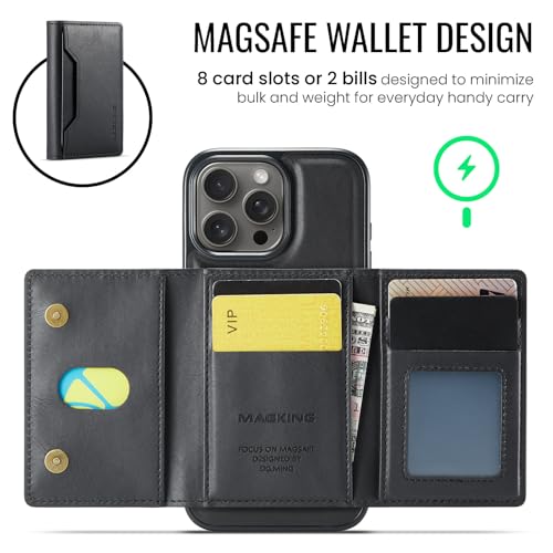 K2 2 in 1 Detachable Magnetic Phone Cases Compatible with iPhone 16 Pro Max Case with Card Holder RFID Blocking, Compatible with Magsafe Wallet, Leather 6.9'' (Black, iPhone 16 Pro Max) - color: Black, size: iPhone 16 Pro Max
