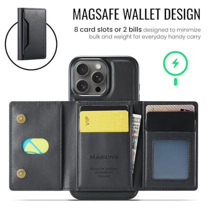 K2 2 in 1 Detachable Magnetic Phone Cases Compatible with iPhone 16 Pro Max Case with Card Holder RFID Blocking, Compatible with Magsafe Wallet, Leather 6.9'' (Black, iPhone 16 Pro Max) - color: Black, size: iPhone 16 Pro Max