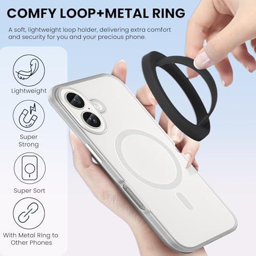 Magnetic Silicone Ring Grip Phone Holder, Loop Grip Phone Holder,Magnetic Phone Loop,Magsafe Phone Grip,Compatible with Magsafe for iPhone 16/15/14/13/12 Series (Black) - color: Black