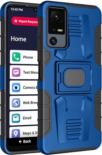 Nakedcellphone Rugged Combo for Jitterbug Smart 4 Phone Case - Blue | Hybrid Cover + Belt Clip Holster, Rotating Holder, Ring Grip, with Kickstand, Mounting Plate, Fits Lively Smart4 or TCL 40XL - color: Blue