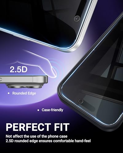 NIMASO for iPhone 17 Screen Protector Privacy 6.3-Inch, 2 Pack 9H Hardness Anti-Spy Tempered Glass Military Grade Shatterproof, Anti-Scratch, with Easy Installation Tool - size: iPhone 17 6.3 inch
