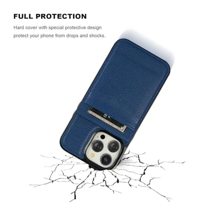 KIHUWEY for iPhone 14 Pro Max Wallet Case Card Holder, Lichee Blue | Credit Card Slots, PU Leather, Kickstand, Magnetic, Flip Heavy Duty Protection Cover for Men and Women - color: Lichee Blue