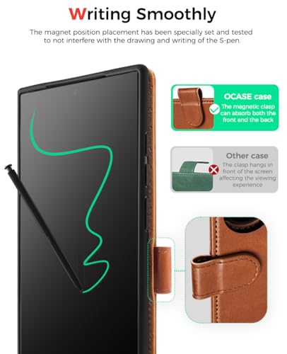 OCASE for Samsung Galaxy S24 Ultra Detachable Wallet Case with Card Holder, [2 in 1] PU Leather Flip Folio Case with RFID Blocking Magnetic Stand Shockproof Phone Cover 6.8 Inch 2024, Brown | [Removable Magnetic Case] [Wireless Charging] [Card Slot] Mobil
