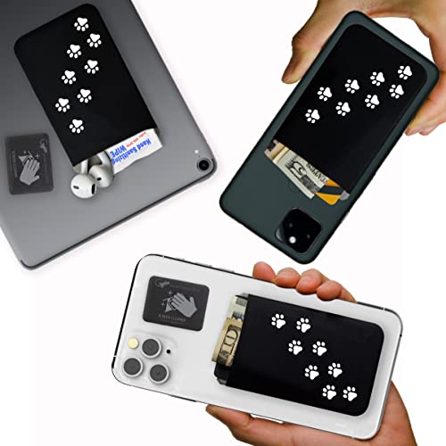Phone Wallet - Adhesive Card Holder - Cell Phone Pouch - Stick on Lycra Pocket by Gecko - Carry Credit Cards and Cash - color: DOG TRAIL