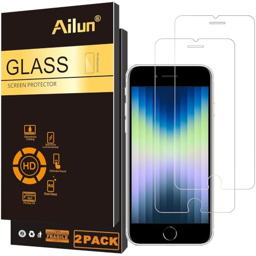 Ailun 2 Pack Screen Protector for iPhone SE 2020/2022 | 0.33mm, 4.7 Inch, Tempered Glass, Case Friendly, iPhone SE 2nd/3rd Generation