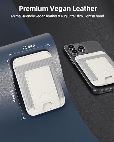Phone Card Holder, Leather Phone Wallet Stick On, Fit 7 Cards | RFID Blocking, Stronger Adhesive Card Holder Back of Phone, Credit Card Holder for Phone Case iPhone, Samsung, Milk White - color: White