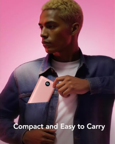 VRURC 22.5W Portable Charger 10000mAh Fast Charging with Built-in AC Plug - color: Pink