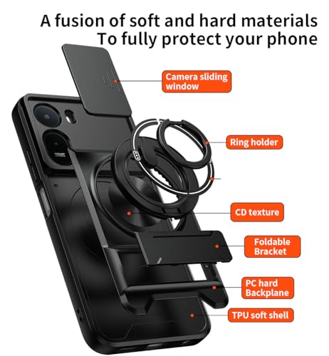 Compatible with REDMI A7 Pro 4G Case Cover,Compatible with Xiaomi Redmi A7 Pro 4G 25128RN17Y 25128RN17A 25128RN17L with Slide Camera Cover Phone Stand Protective Case Black - color: Black, size: Compatible with REDMI A7 Pro 4G
