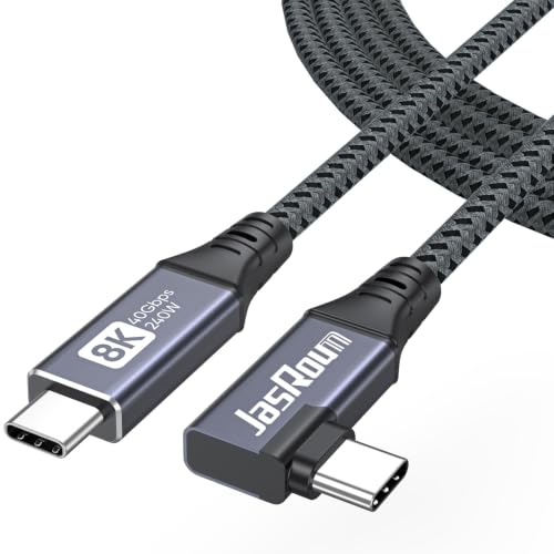 Right Angle USB C Cable 6ft for Thunderbolt 4, USB4 40Gbps Data/8K 5K@60Hz