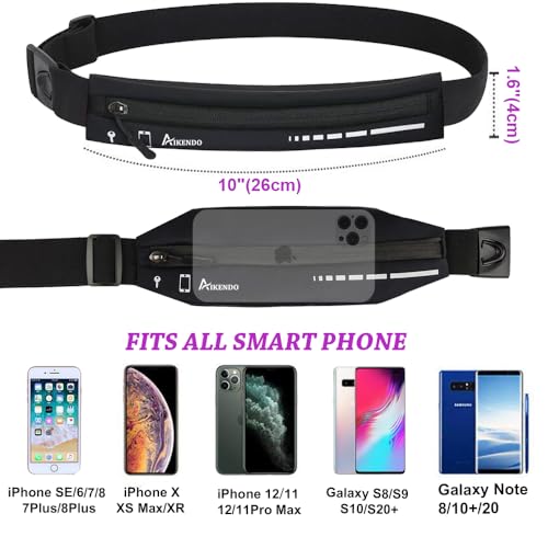 AIKENDO Slim Running Belt for Women Men,Runners Fanny Pack Phone Holder