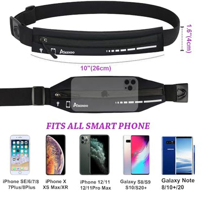 AIKENDO Slim Running Belt for Women Men,Runners Fanny Pack Phone Holder