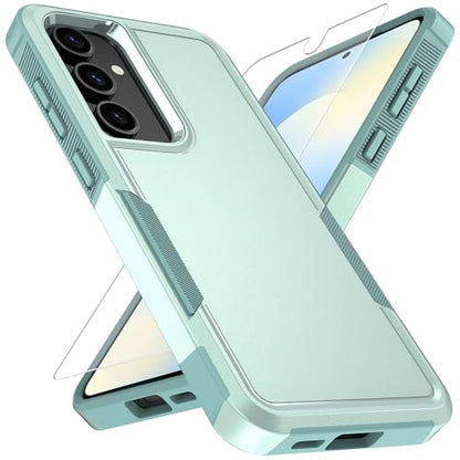 Vinve for Samsung Galaxy S25 FE Case with HD Screen Protector, Military-Grade Shockproof & Dual-Layer Protection, Anti-Slip Grip Design Phone Case, Green - color: Green