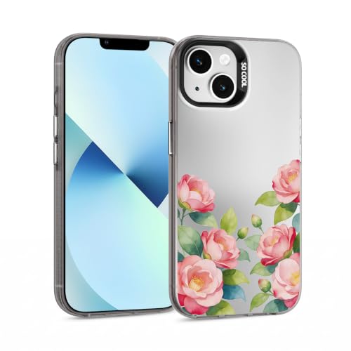 for iPhone 13 Case, TPU, Drop Protection, Camellia | Matte Silver Back, Shockproof, Fade-resistant, Anti-yellow, Lens Protection, Precise Cutout, Slim grip, Watercolor Camellia - color: Camellia, size: iPhone 13