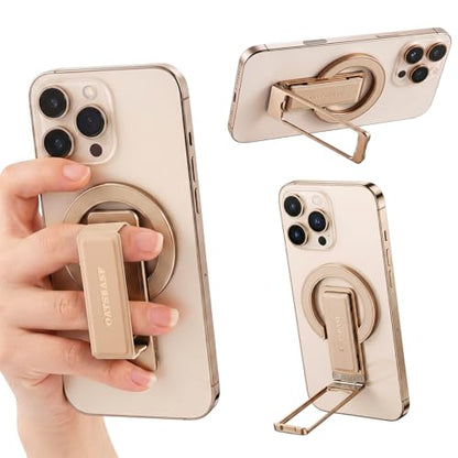 Magnetic Aluminum Phone Ring Grip Stand for iPhone 12-17 Pro Max - color: Rose Gold