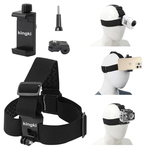 Head-Mounted Mobile Phone Holder,First-Person View Video Outdoor Live Shooting Bracket with Phone Clip(4"-7") for iPhone Samsung Smartphones and GoPro Insta360 Sony DJI Action Camera Head Mount Strap