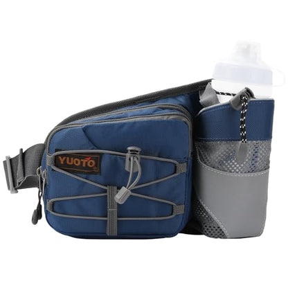 Waist Pack with Water Bottle Holder for Running Walking Hiking Fanny Pack - color: Blue