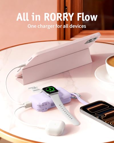 RORRY Flow Portable Charger 10000mAh 40W Wall Plug Power Bank Battery Pack - color: Purple