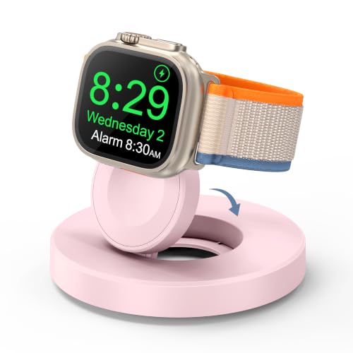 Upgraded for Apple Watch Charger, Foldable Travel Fast Charging Dock - color: Pink, size: USB A