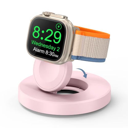 Upgraded for Apple Watch Charger, Foldable Travel Fast Charging Dock - color: Pink, size: USB A