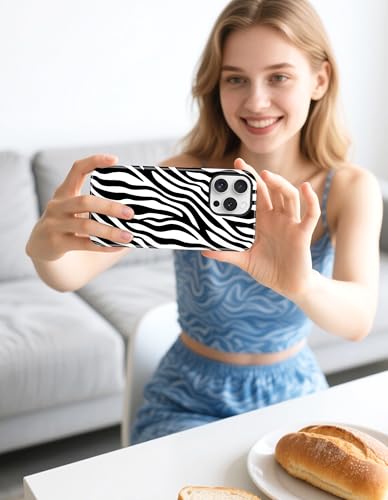 Jusy Magnetic Zebra Phone Case for iPhone 17 Pro Max,Black | Compatible with MagSafe, Cute Aesthetic Zebra Design, TPU and PC Protective Shockproof Cover - color: Black
