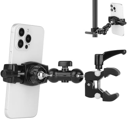 Mippko Phone Holder Clamp Mount for Treadmill/Spin Bike/Baby Stroller/Golf Cart/Music Stand/Microphone Stand/Handlebar,Compatible with 3.5~7.5" iPhone/Smartphone,360°Adjustable Aluminum Alloy Mount - style: Phone Holder